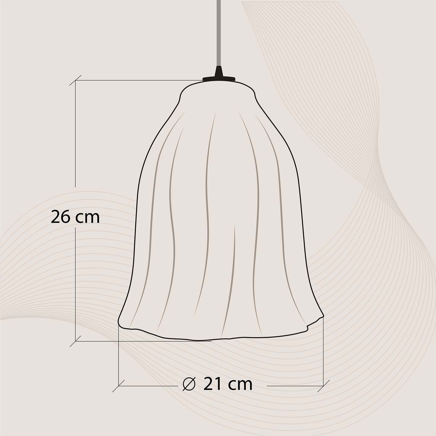 Floral Narrow pendant light dimensions graphic showing detailed measurements for the product's size and fit.