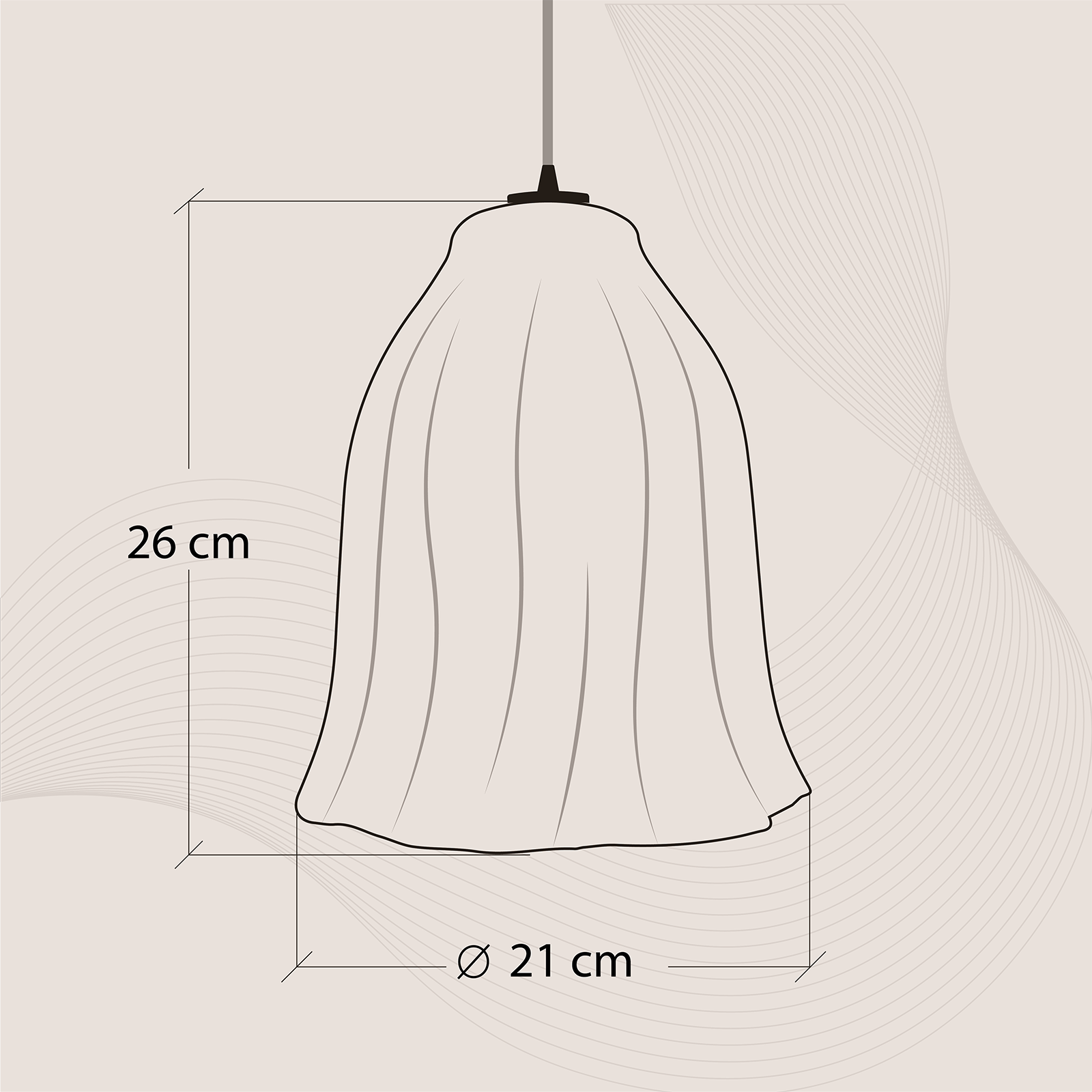 Floral Narrow pendant light dimensions graphic showing detailed measurements for the product's size and fit.