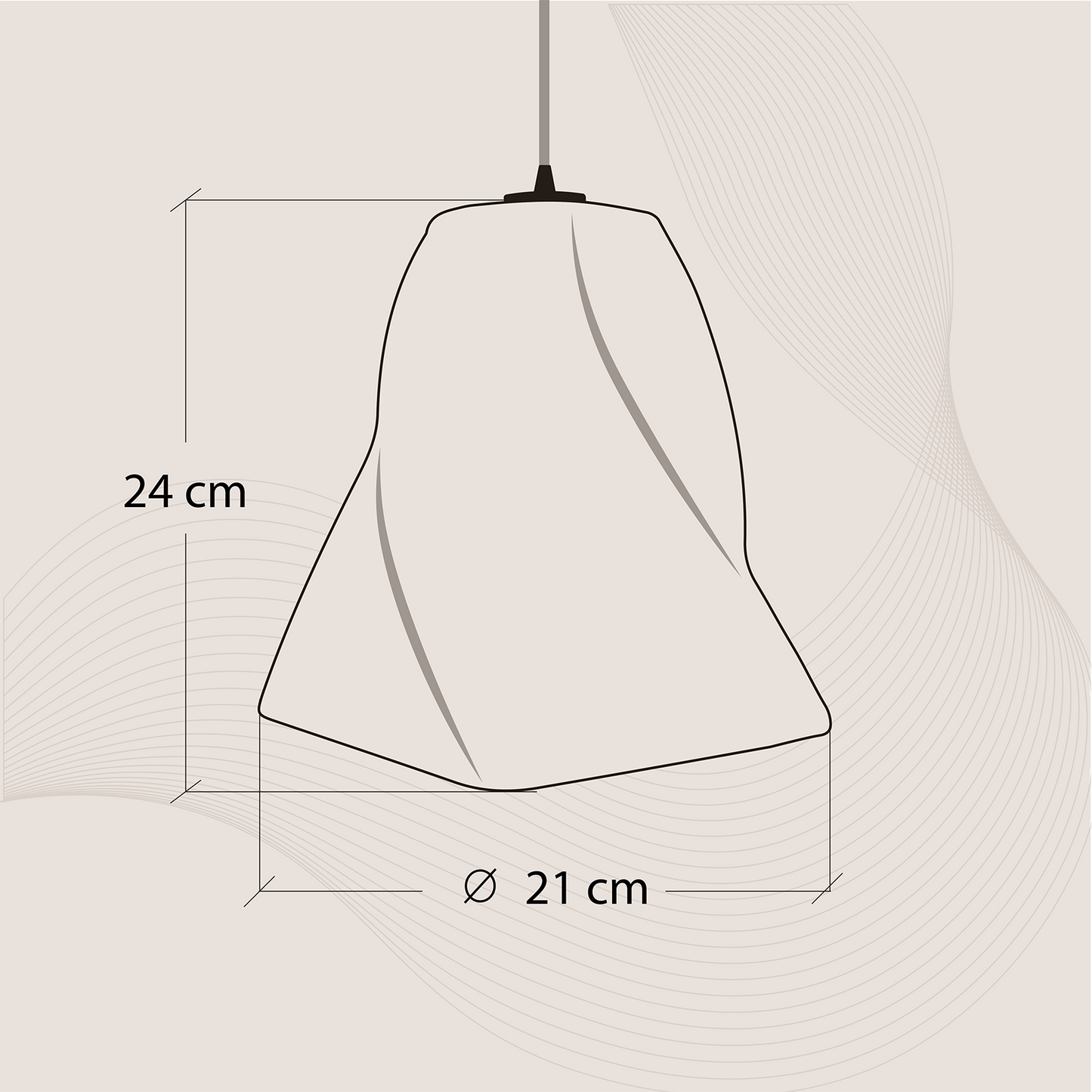 Flowytwist pendant light dimensions showing a stylish and elegant design, perfect for contemporary home decor