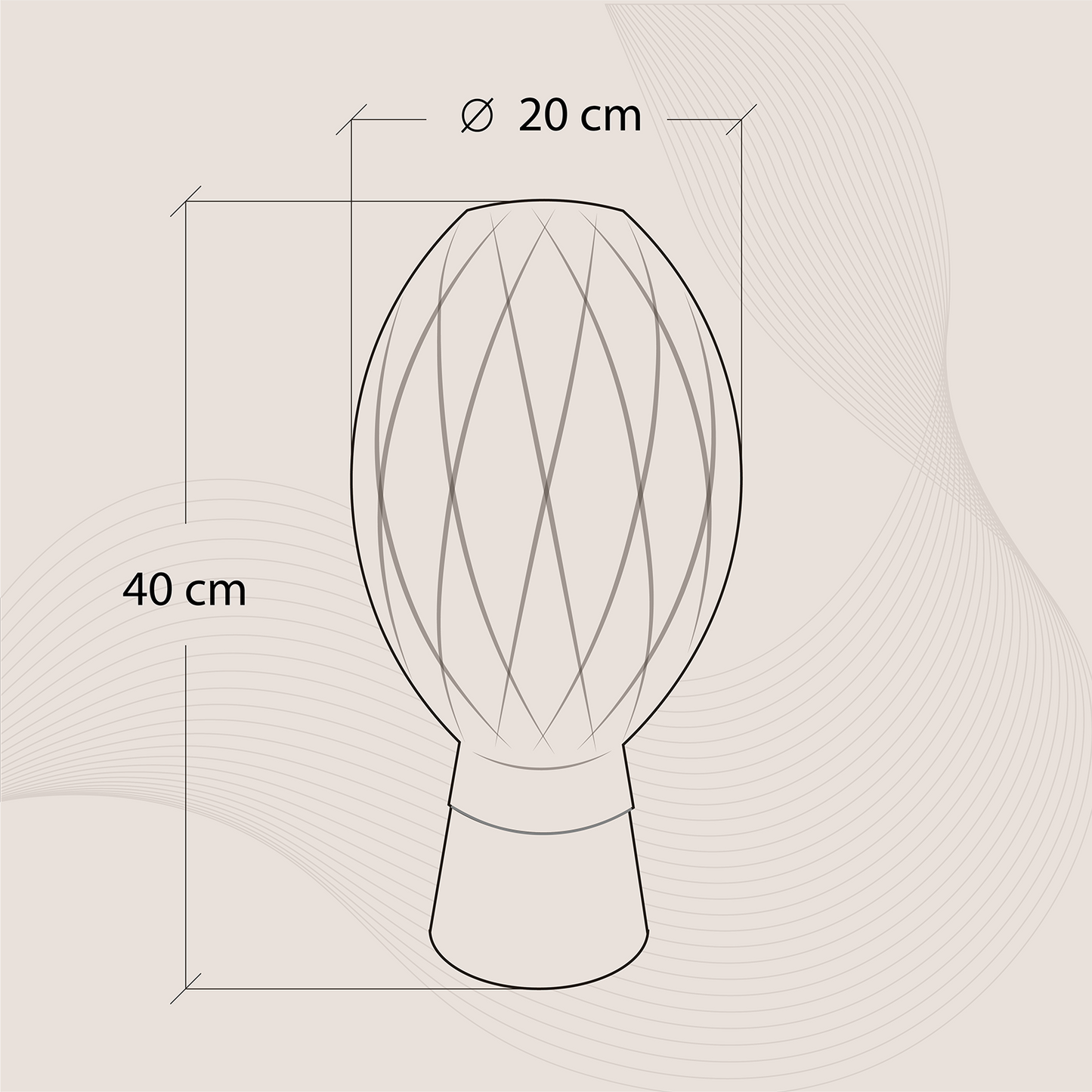 Dimensions for Pinebud Table Lamp from Bhilight India