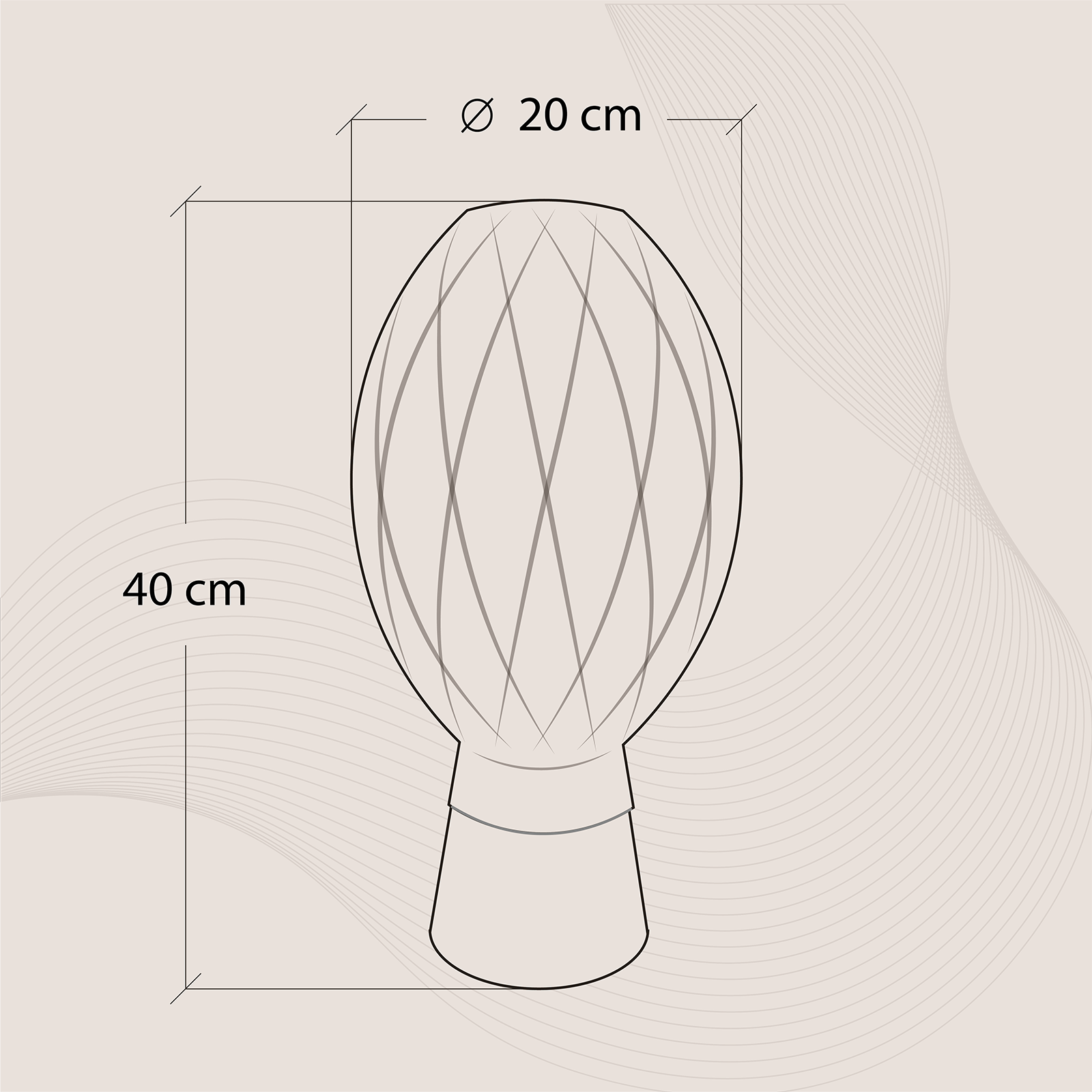 Dimensions for Pinebud Table Lamp from Bhilight India